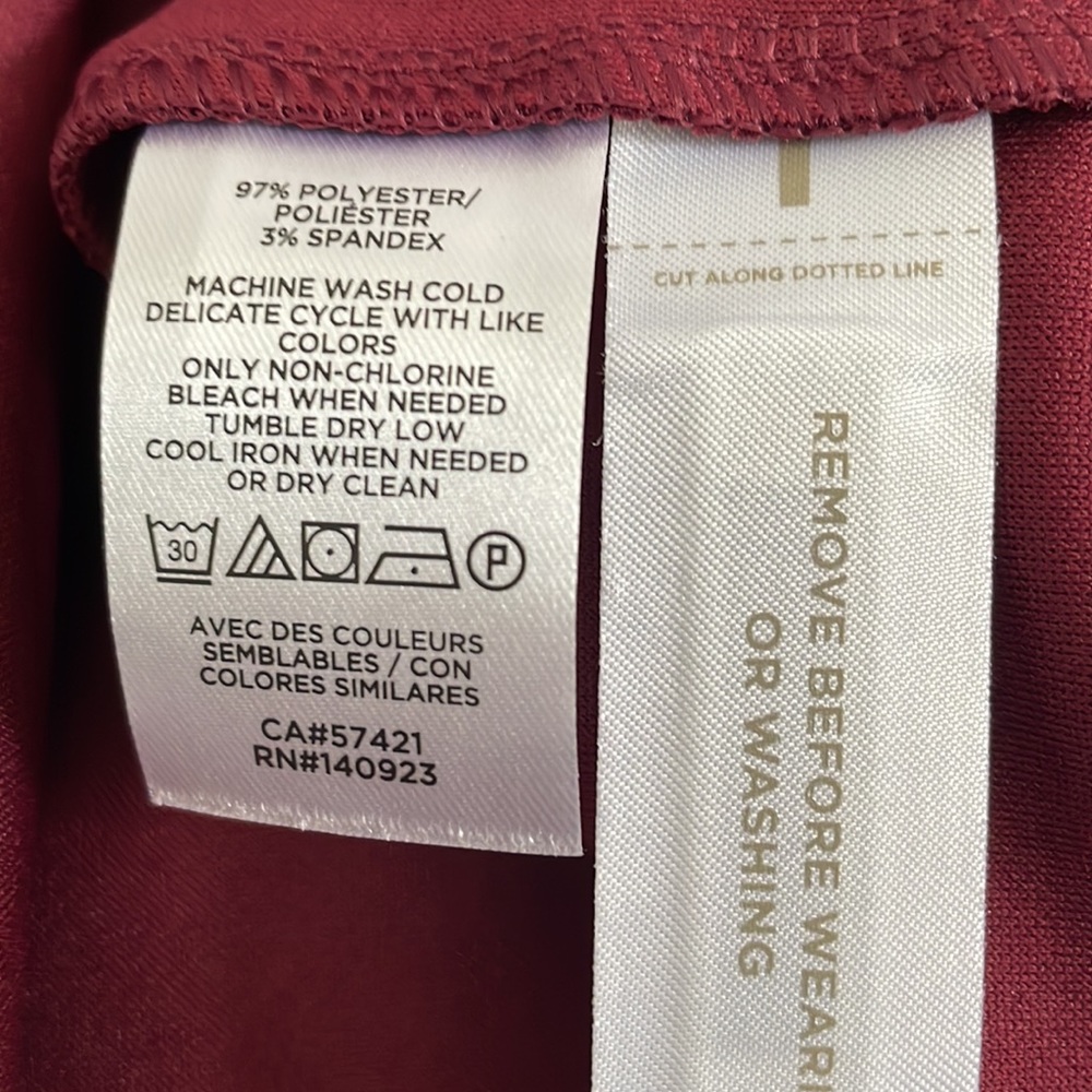 Ann Taylor LOFT Wine Color Elastic Waist Pull On Wide Leg Pants - Picture 5 of 5
